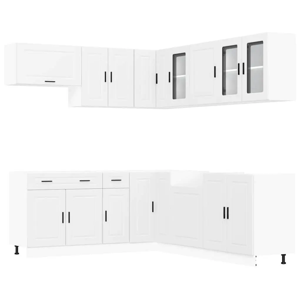 11 Piece Kitchen Cabinet Set White Engineered Wood Storage Furniture Cupboard