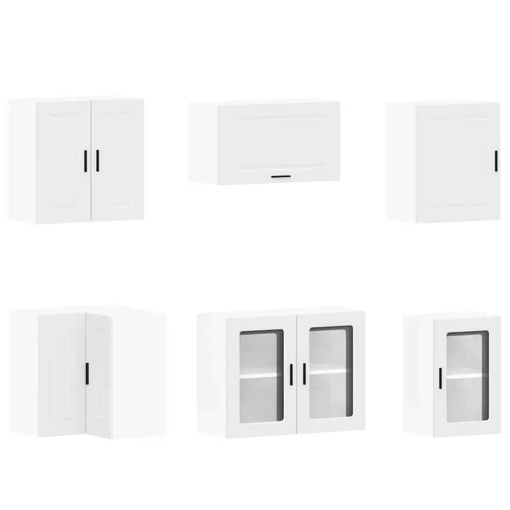 11 Piece Kitchen Cabinet Set White Engineered Wood Storage Furniture Cupboard