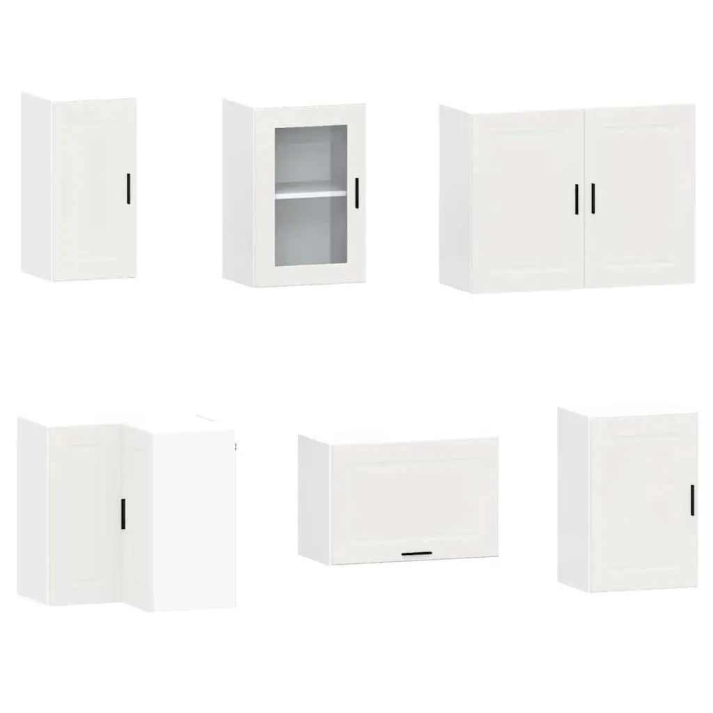 11 Piece Kitchen Cabinet Set White Engineered Wood Adjustable Feet Moisture Resistant
