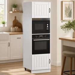 2-Piece White Oven Cabinet Set