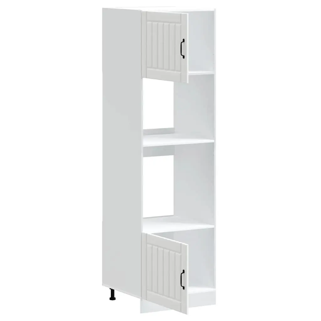 Oven Cabinet 2 pcs White Engineered Wood Kitchen Storage Unit Compact Design
