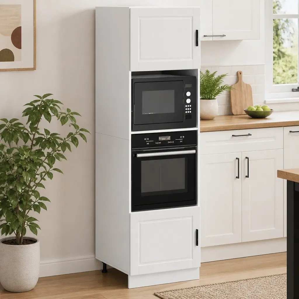Oven Cabinets White 2 pcs Large Compartment Engineered Wood