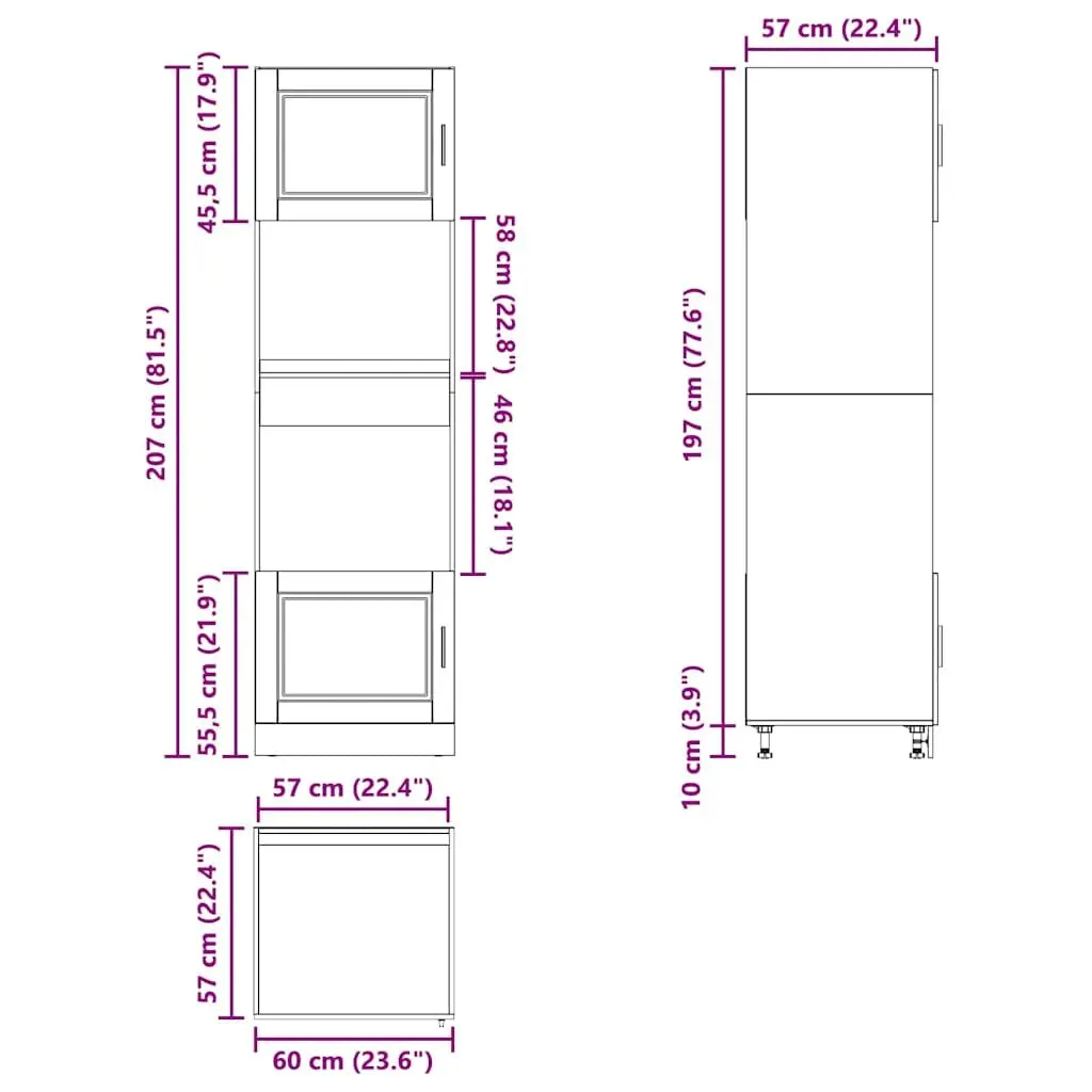 Oven Cabinets White 2 pcs Large Compartment Engineered Wood
