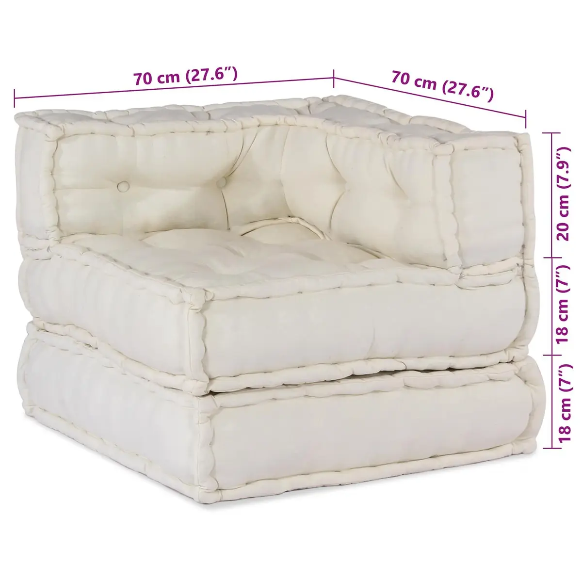 Modular Sofa Unit 2 pcs Cream 140 x 70 x 56 cm Fabric Lounge Indoor Outdoor