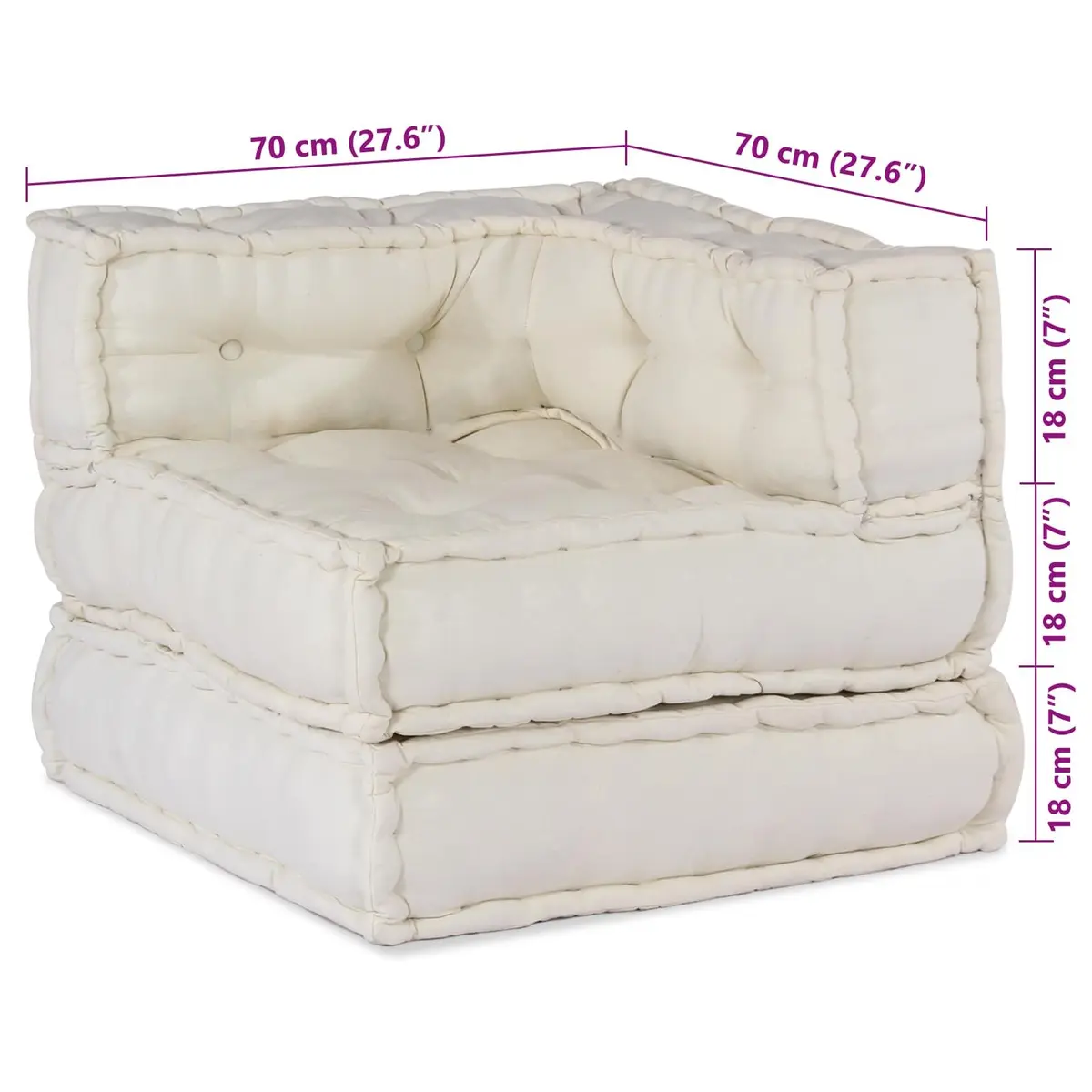 Modular Sofa Unit Cream 210 x 70 x 56 cm Fabric Indoor Outdoor Lounge Seating