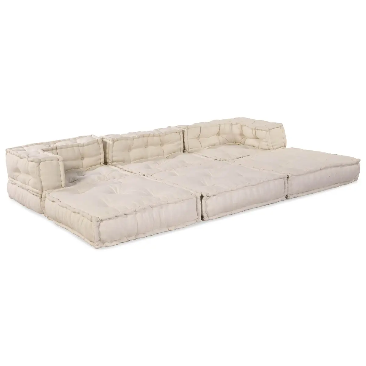 Modular Sofa Unit Cream 210 x 70 x 56 cm Fabric Indoor Outdoor Lounge Seating