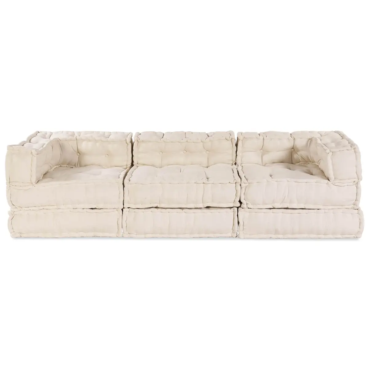 Modular Sofa Unit Cream 210 x 70 x 56 cm Fabric Indoor Outdoor Lounge Seating