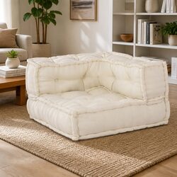 Compact Cream Fabric Modular Sofa Unit - 4 Pieces