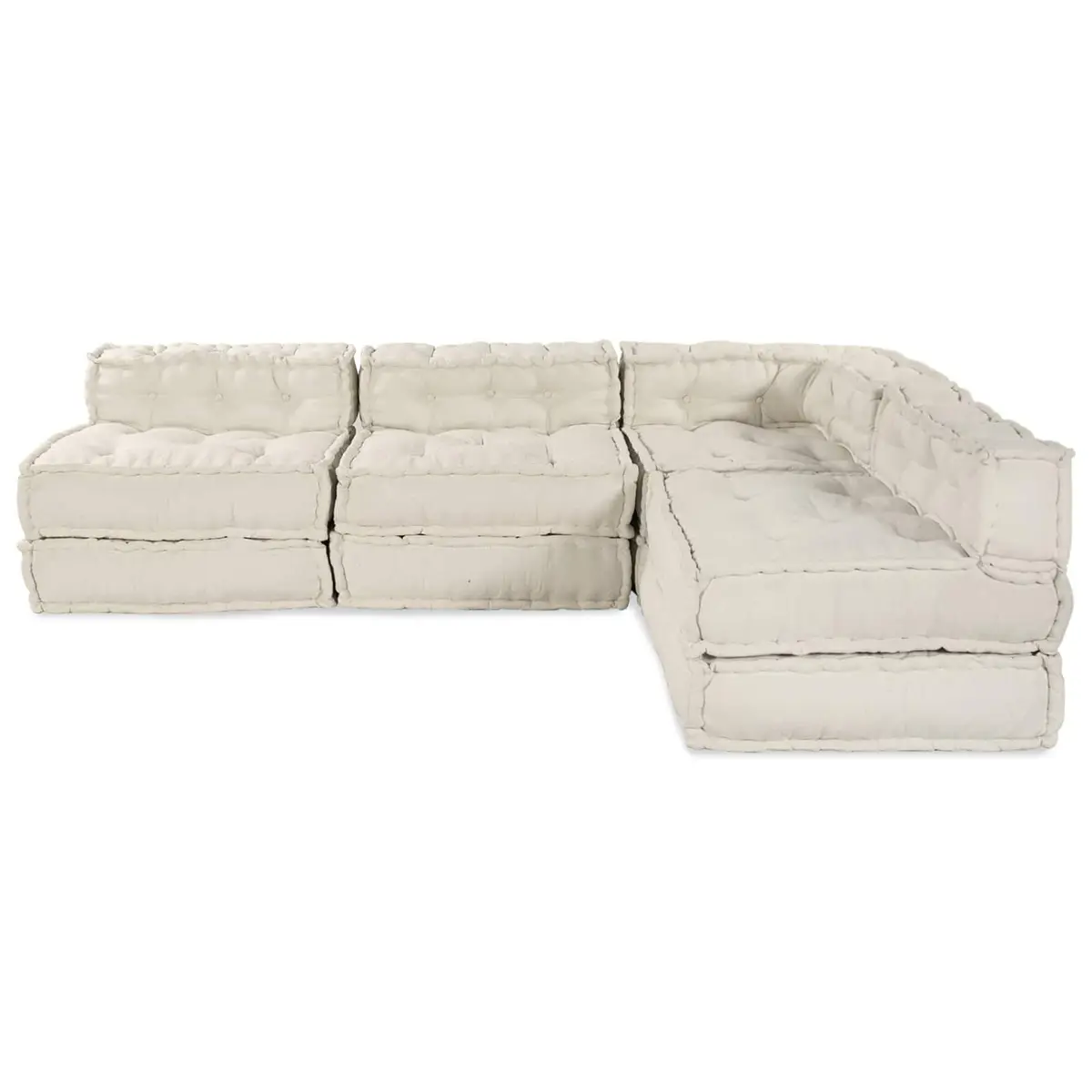 Modular Sofa Unit Cream 210 x 140 x 56 cm Fabric Indoor Outdoor Lounge Seating
