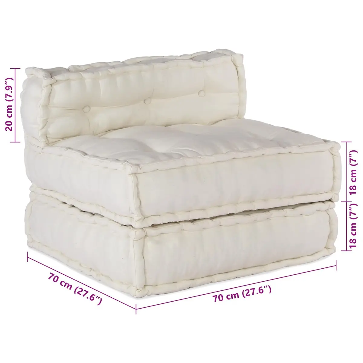 Modular Sofa Unit Cream 210 x 140 x 56 cm Fabric Indoor Outdoor Lounge Seating