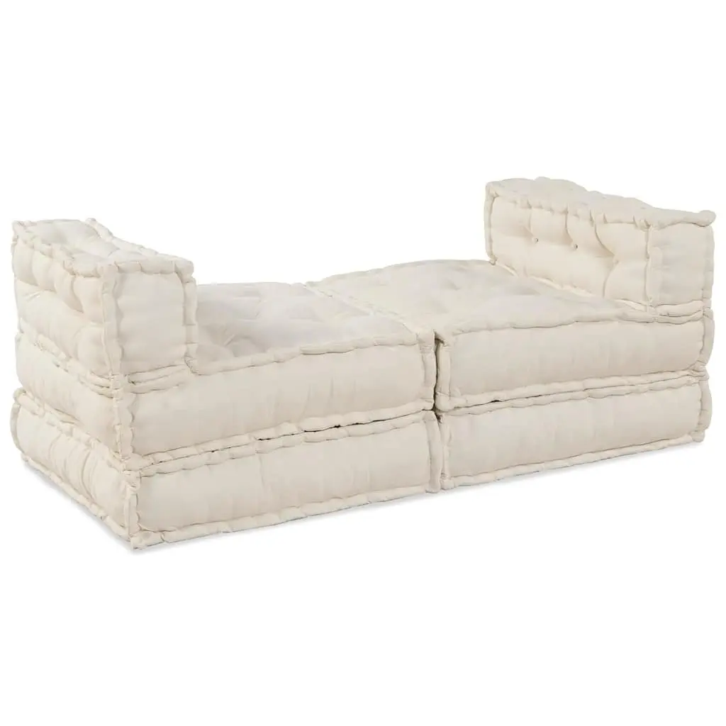 Modular Sofa Unit Cream 210 x 140 x 56 cm Fabric Indoor Outdoor Lounge Seating