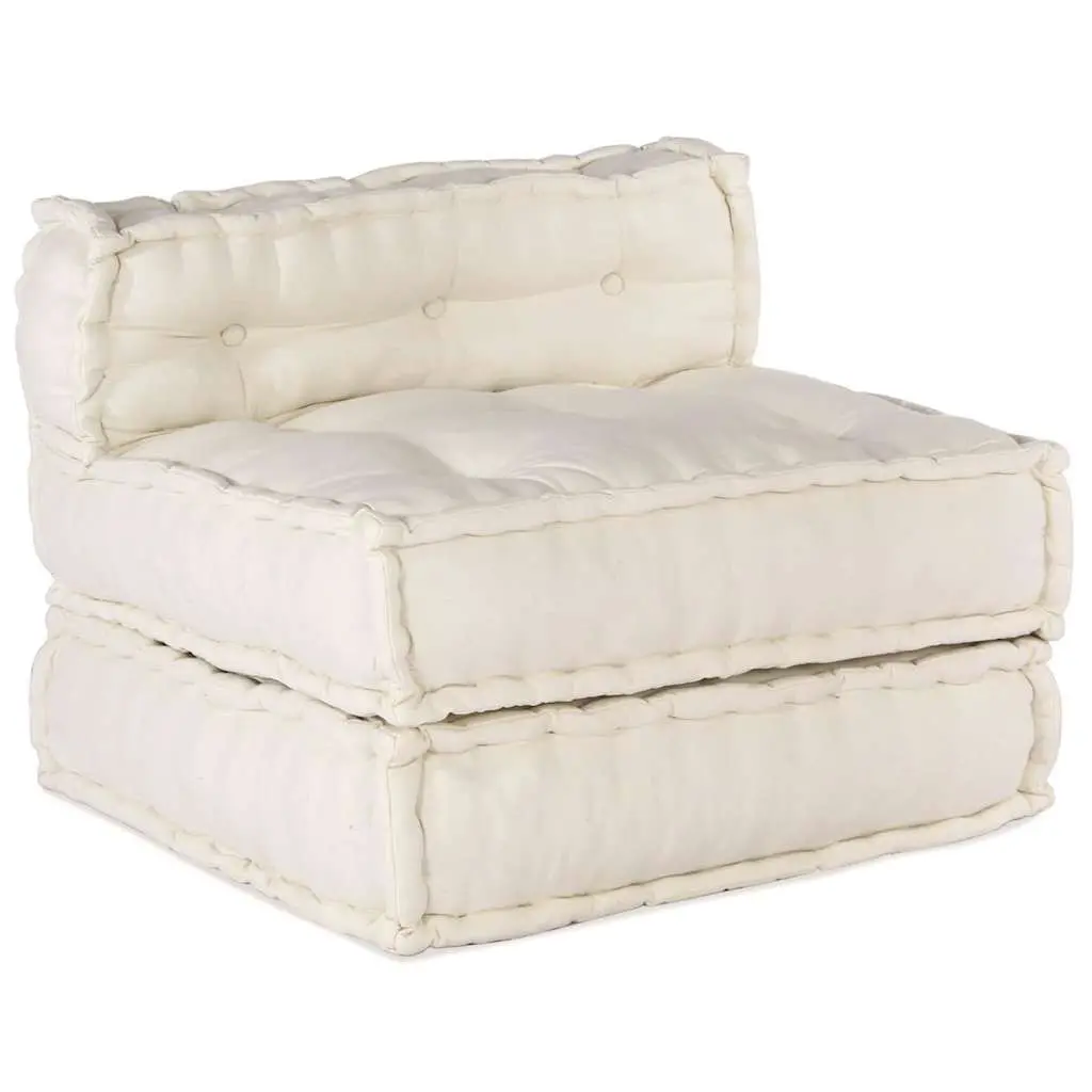 Modular Sofa Unit Cream 210 x 140 x 56 cm Fabric Indoor Outdoor Lounge Seating