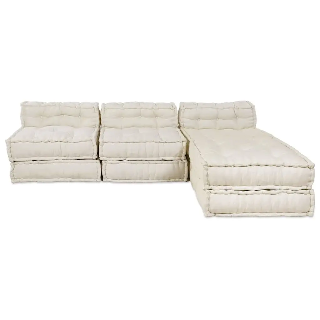 Modular Sofa Unit Cream 210 x 140 x 56 cm Fabric Indoor Outdoor Lounge Seating