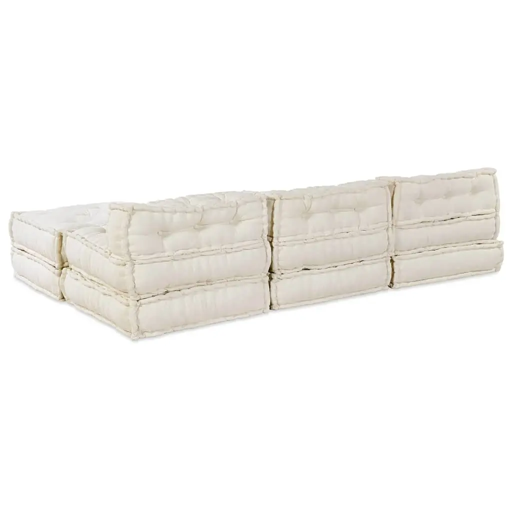 Modular Sofa Unit Cream 210 x 140 x 56 cm Fabric Indoor Outdoor Lounge Seating