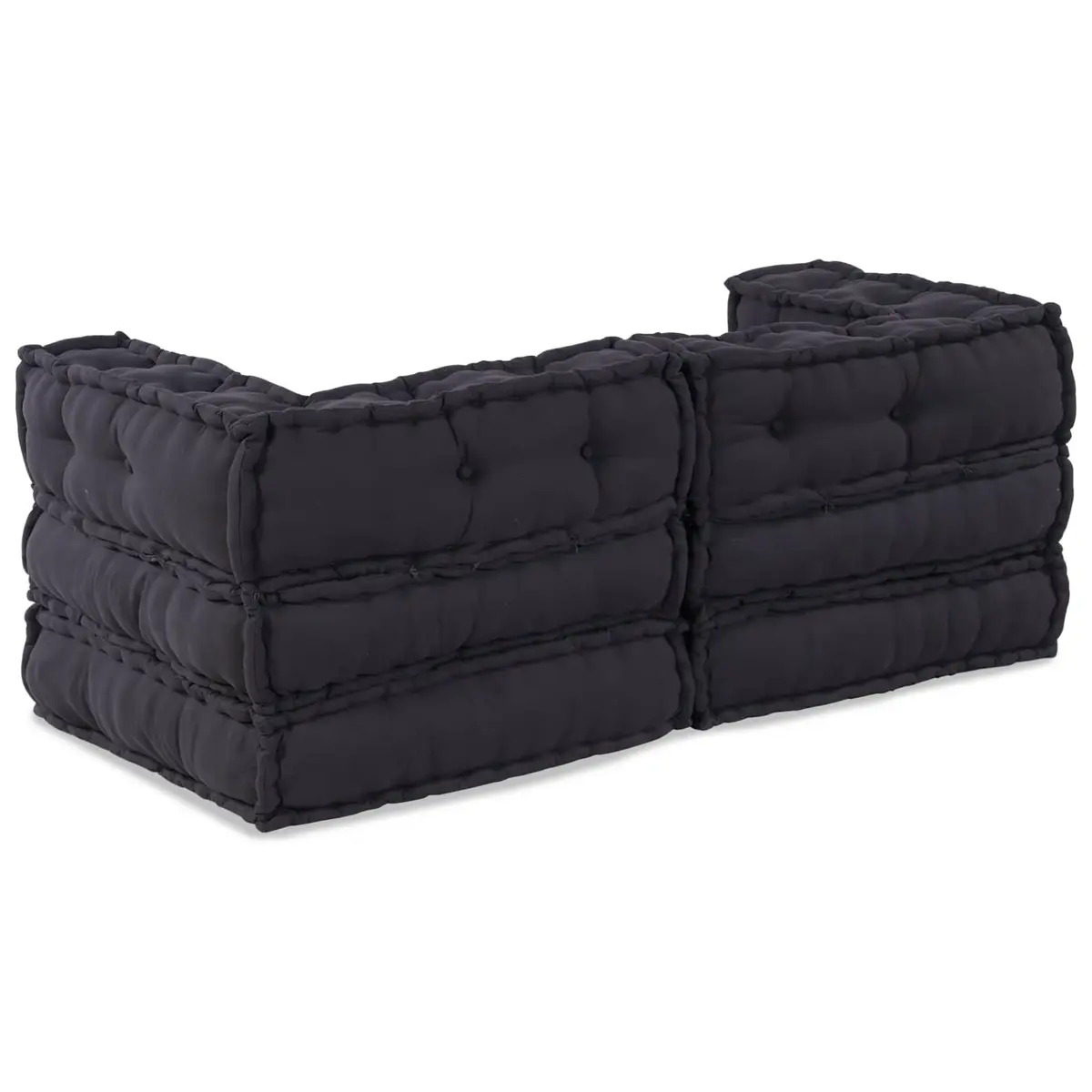 Modular Sofa Unit Anthracite 140 x 70 x 56 cm Fabric Cushion Seating 2 Piece