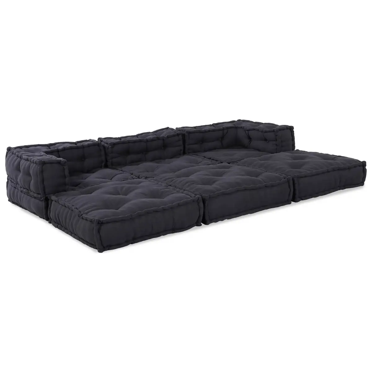Modular Sofa Unit Anthracite Fabric 210 x 70 x 56 cm Indoor Outdoor Lounge Seat