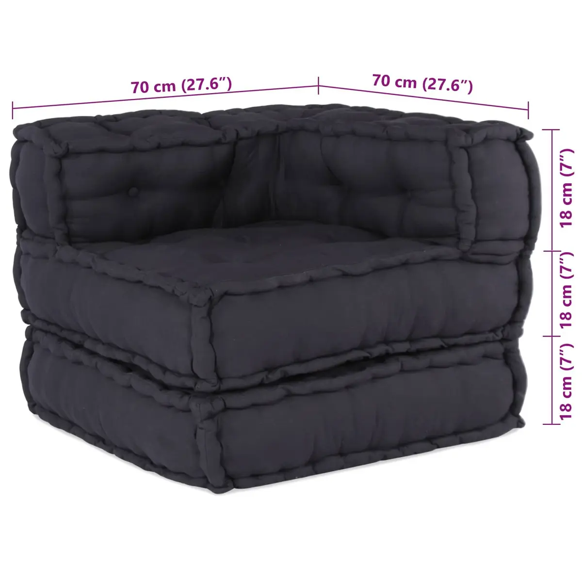 Modular Sofa Unit Anthracite 210 x 140 x 56 cm Fabric Indoor Outdoor Lounge