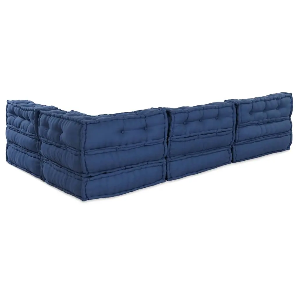 Modular Sofa Unit Indigo Blue 210 x 140 x 56 cm Fabric Indoor Outdoor Lounge
