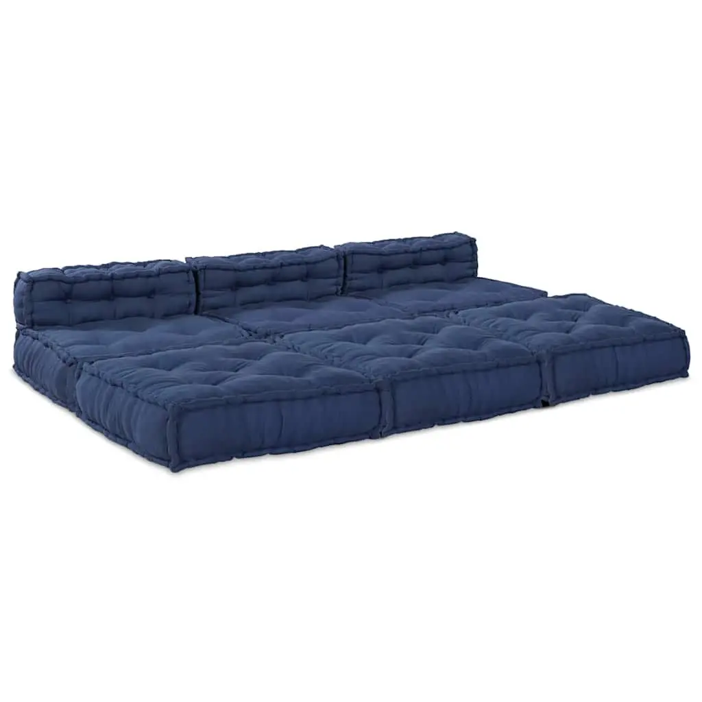 Modular Sofa Unit Fabric Indigo Blue 210 x 140 x 56 cm Corner Lounge Seat