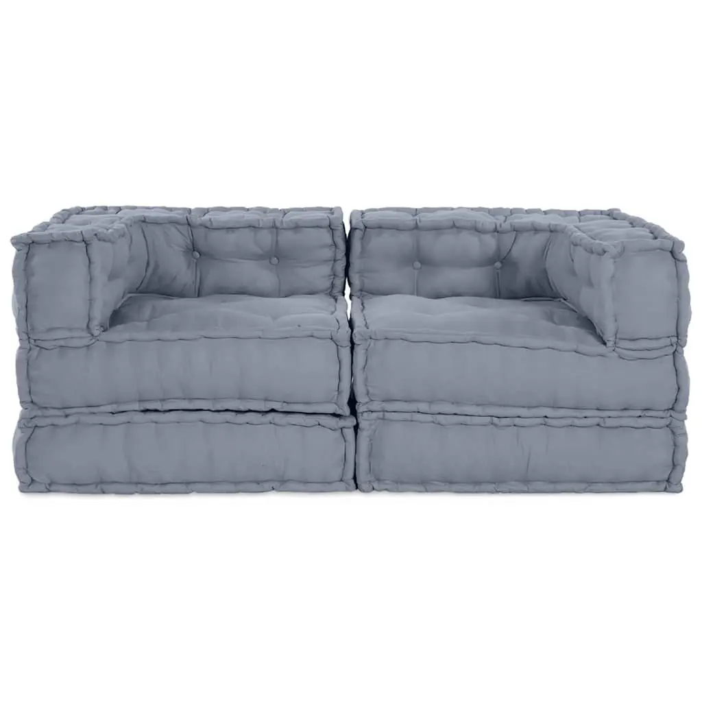 Modular Sofa Unit Grey 140 x 70 x 56 cm Fabric Cushion Indoor Outdoor