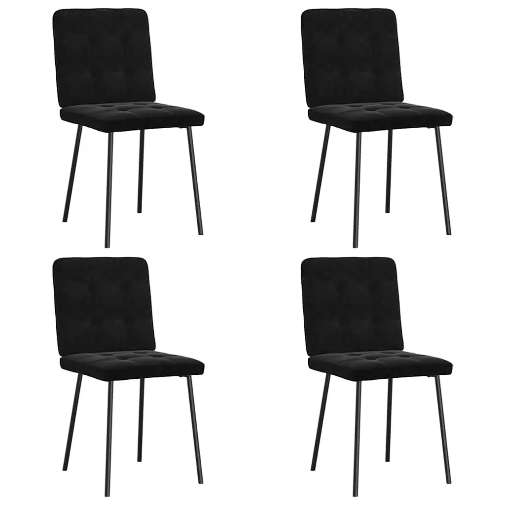 Dining Chairs 4 pcs Black Velvet Kitchen Room Seat Furniture Elegant Design