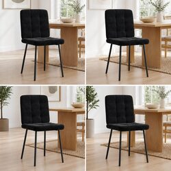 Dining Chairs 4 pcs Black Velvet Kitchen Room Seating Furniture Set Modern