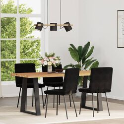 Dining Chairs 4 pcs Black Velvet Kitchen Room Seating Furniture Set