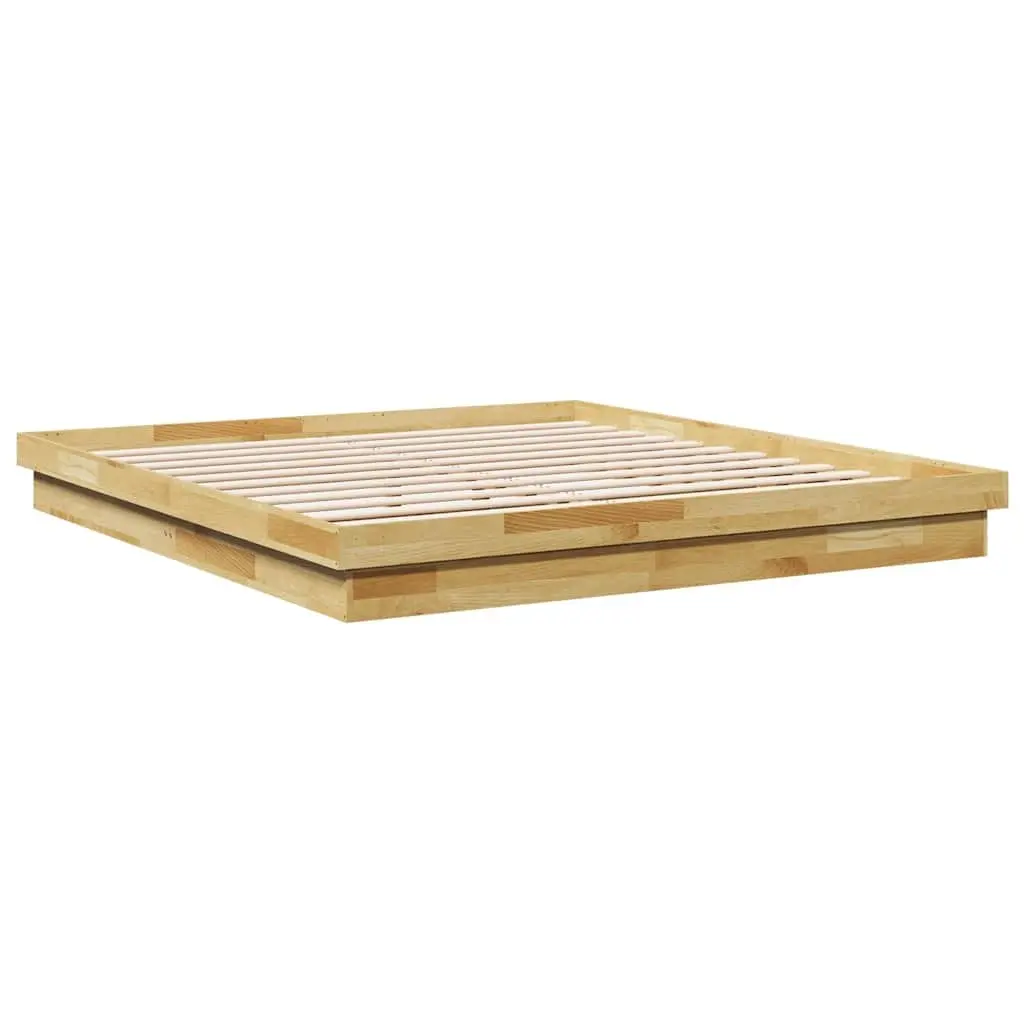 Bed Frame 180x200 cm Low Floor Solid Oak Wood Slatted Base Bedroom Furniture