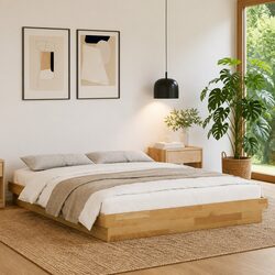 Solid Oak Bed Frame for Children, 135x190 cm Size