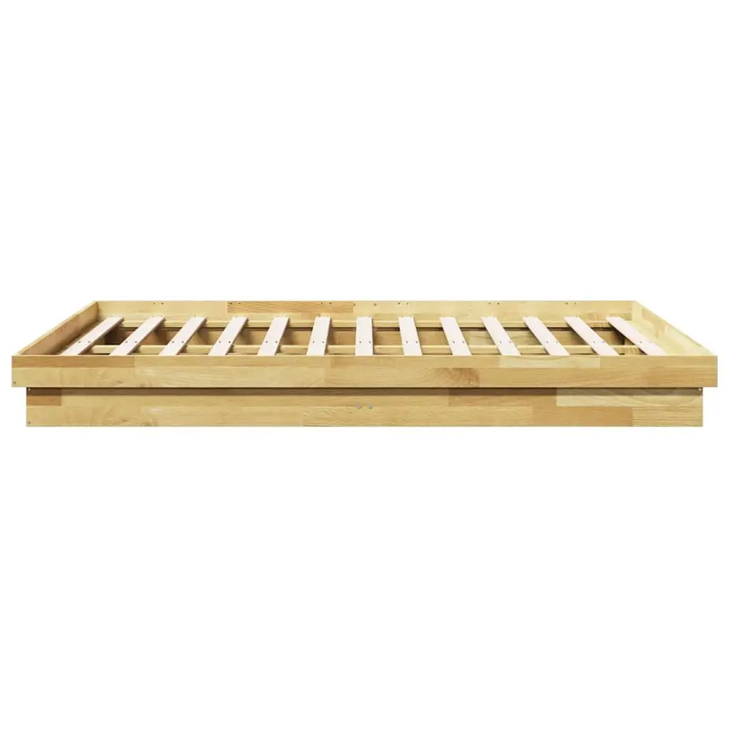 Bed Frame Brown 135x190 cm Low Floor Solid Oak Wood Slatted Base