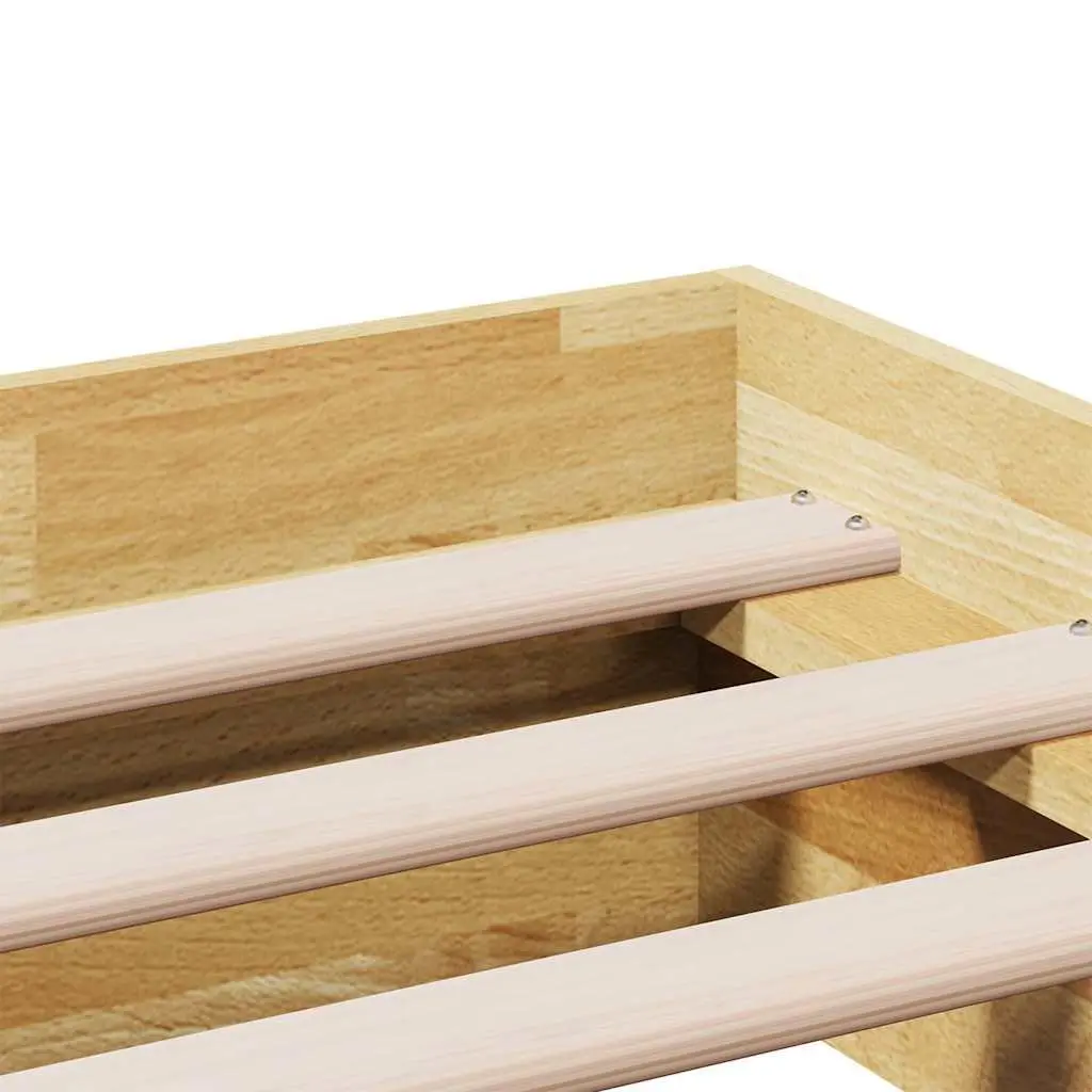 Bed Frame Brown 135x190 cm Low Floor Solid Oak Wood Slatted Base
