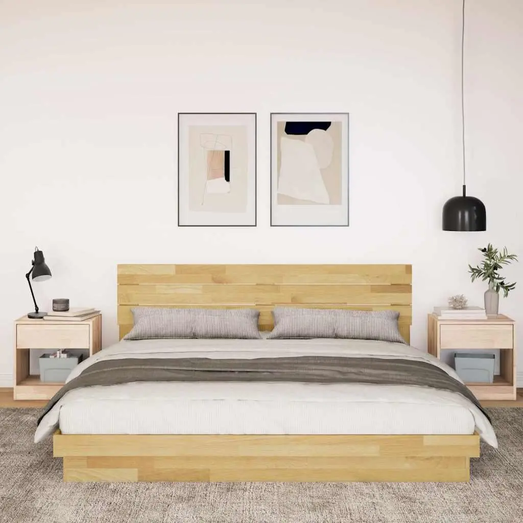 Solid Wood Bed Frame Brown 180x200 cm Low Platform with Headboard