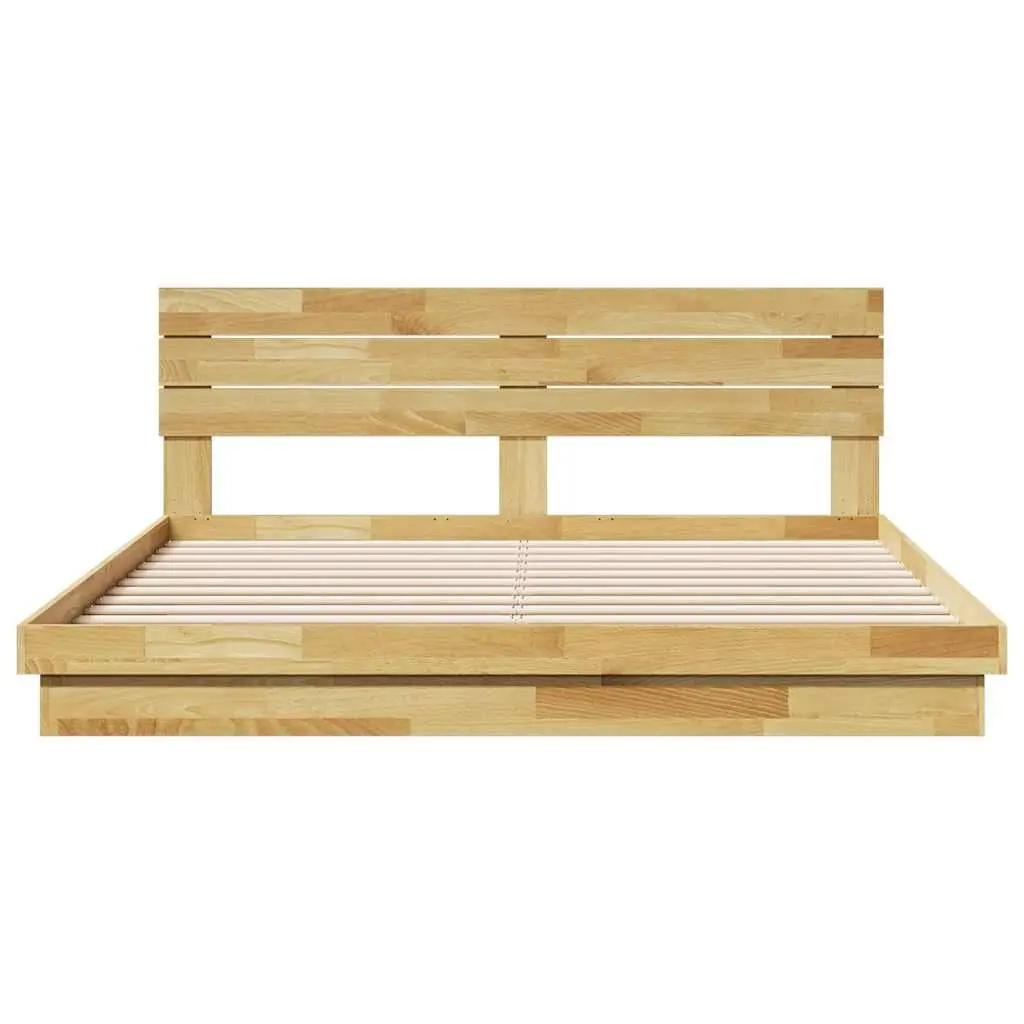 Solid Wood Bed Frame Brown 180x200 cm Low Platform with Headboard