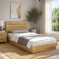 Quality Solid Oak Bed Frame with Slatted Base - 90x190 cm