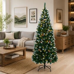 210cm Green Artificial Christmas Tree with LED Lights