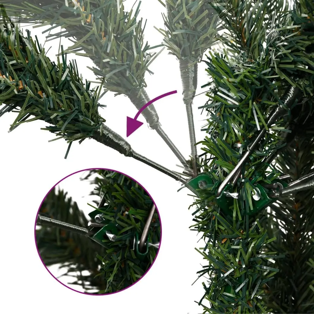 Artificial Christmas Tree Green 210cm 300 LED Lights Hinged Branches Steel Stand