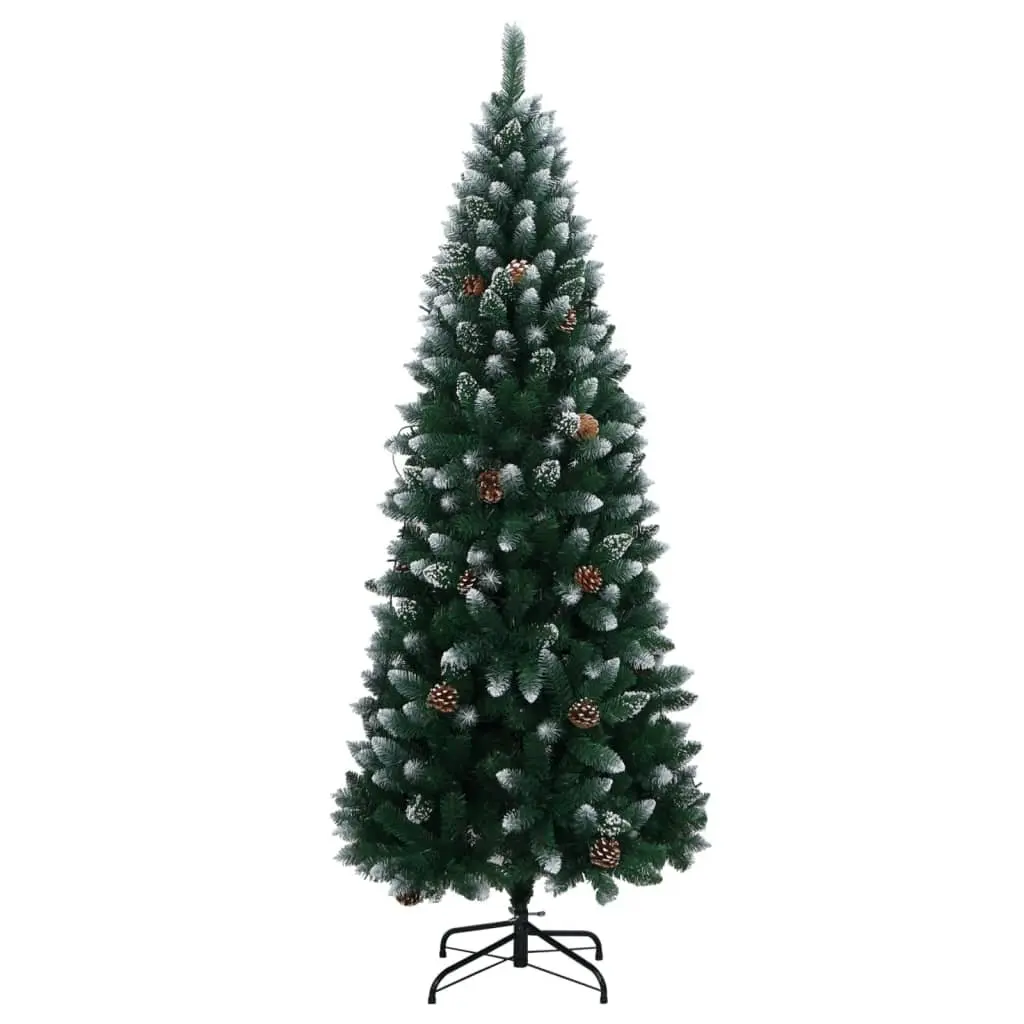 Artificial Christmas Tree Green 210cm 300 LED Lights Hinged Branches Steel Stand