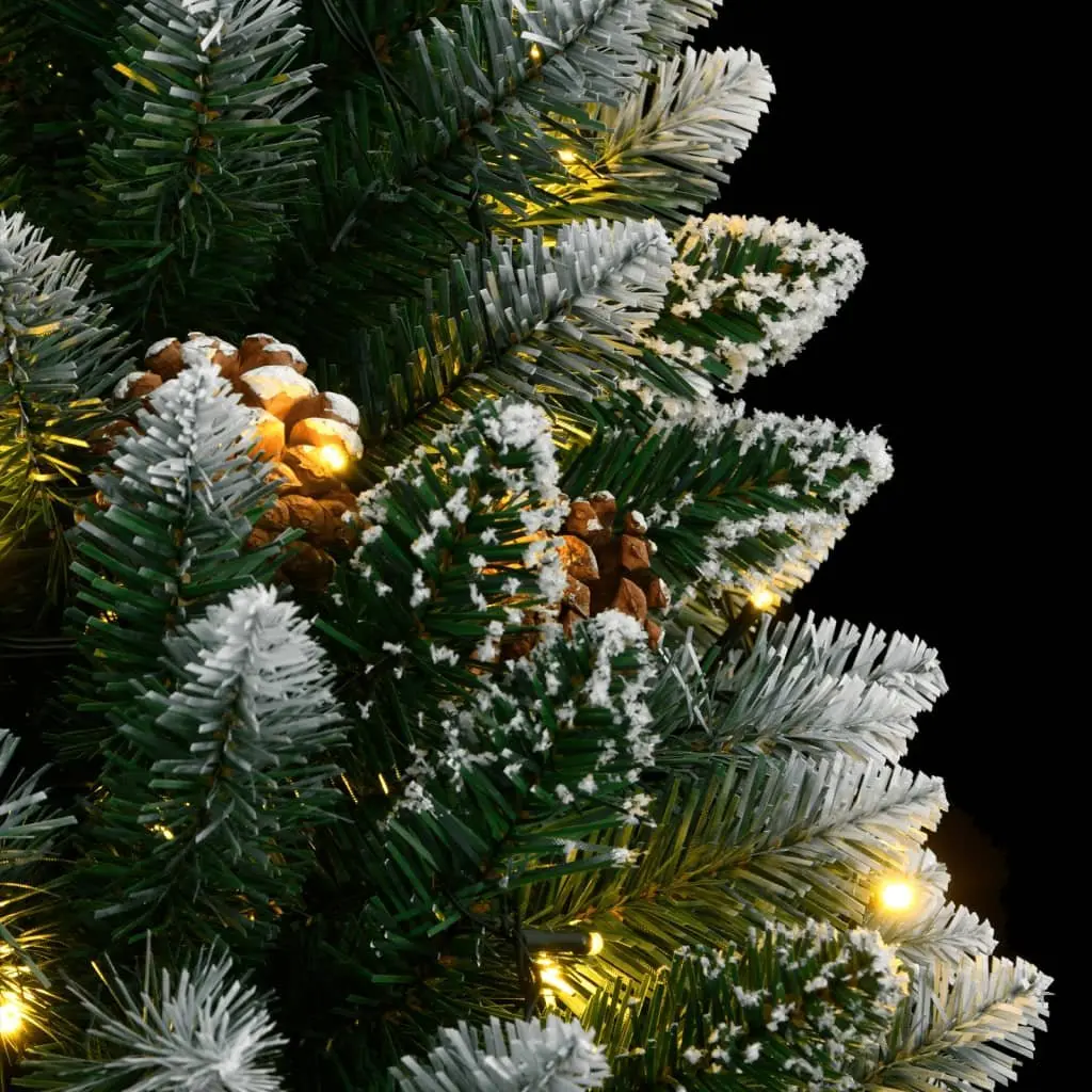 Artificial Christmas Tree Green 210cm 300 LED Lights Hinged Branches Steel Stand