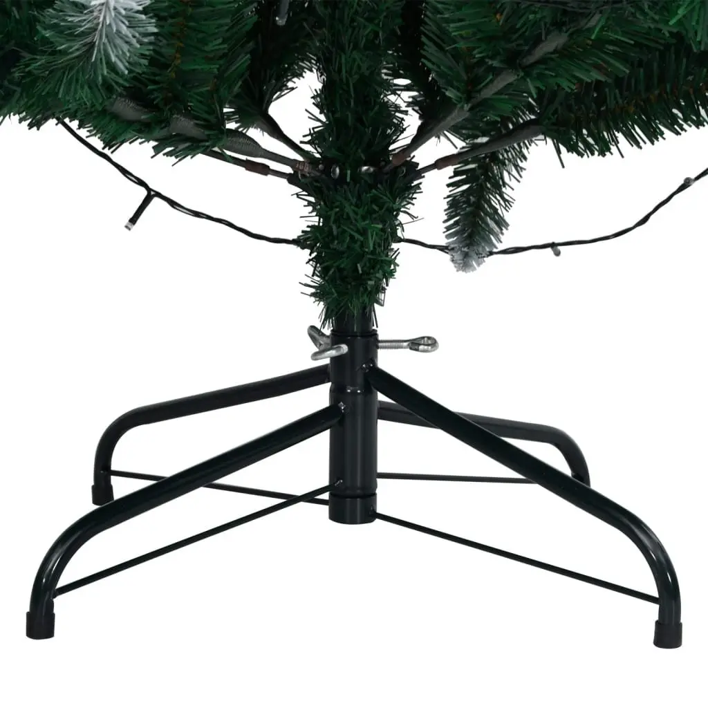 Artificial Christmas Tree Green 210cm 300 LED Lights Hinged Branches Steel Stand