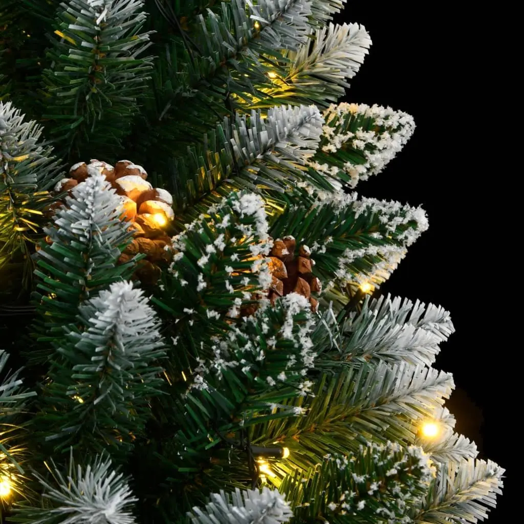 Artificial Christmas Tree 240cm 300 LED Lights Green Hinged Branches Steel Stand