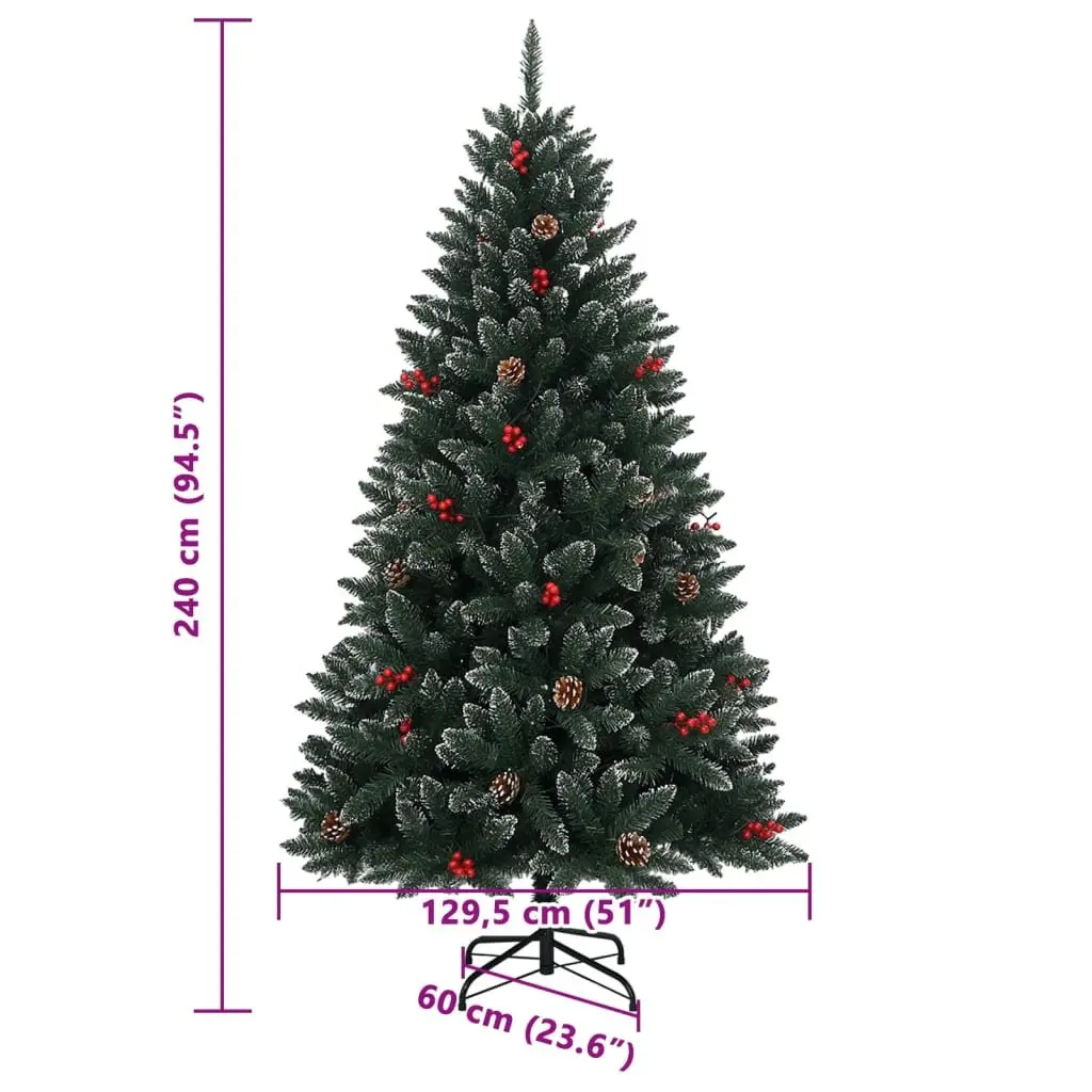 Artificial Christmas Tree 240cm 300 LED Lights Green Xmas Decor Holiday