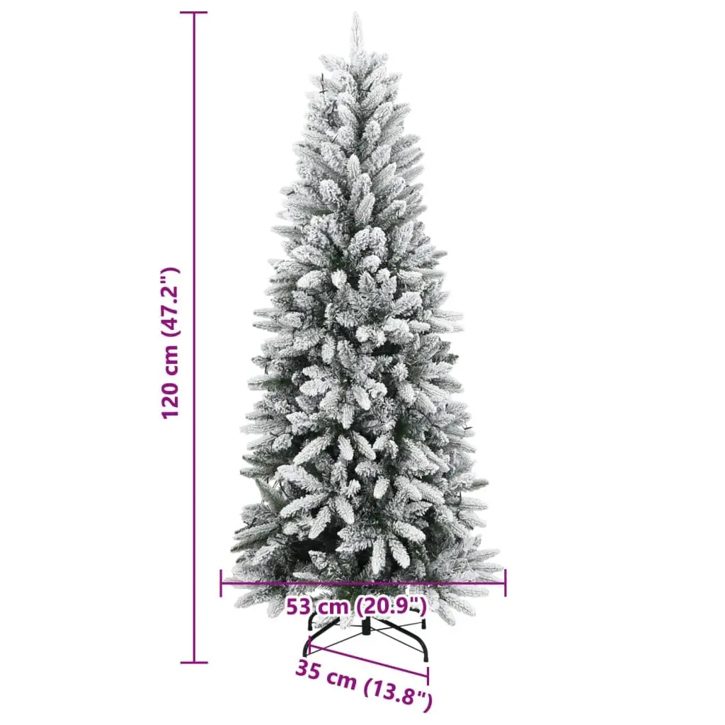 Artificial Christmas Tree Green 120cm 150 LED Lights Flocked Snow