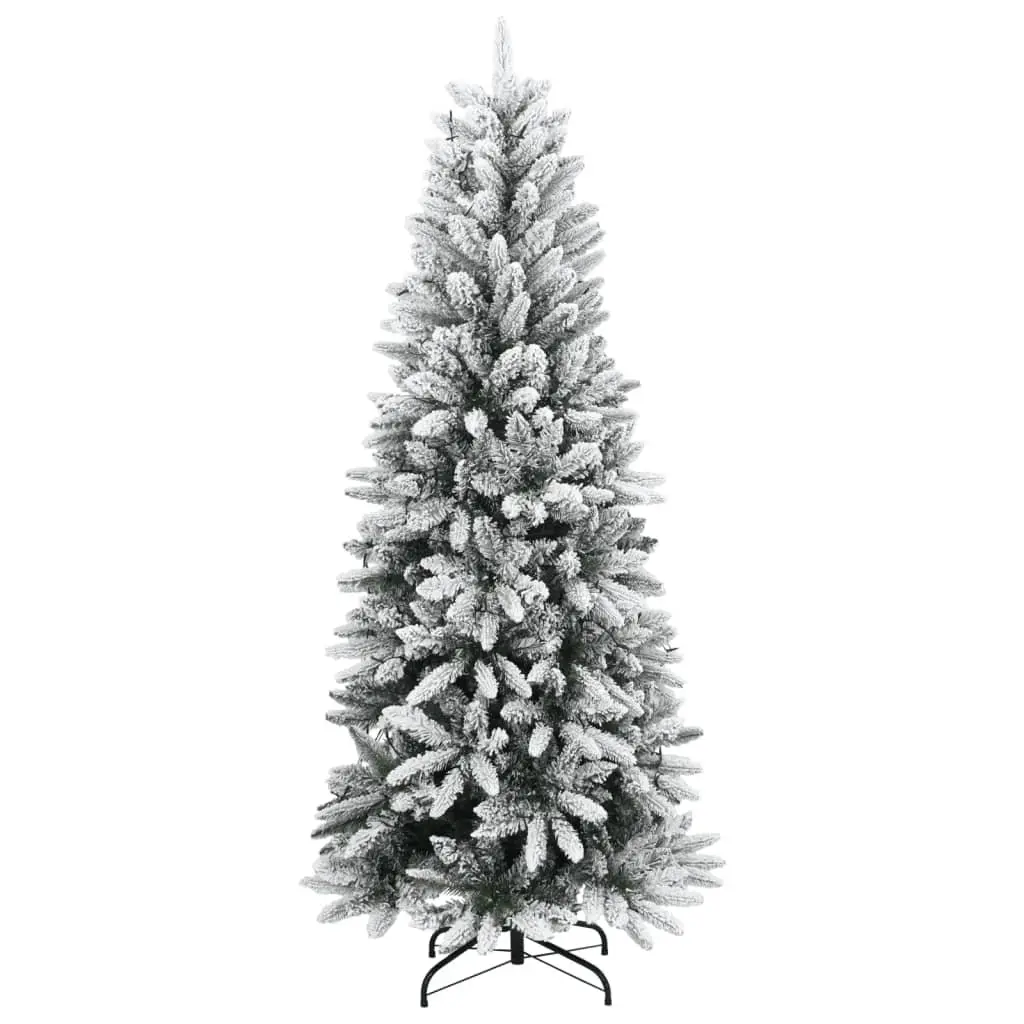 Artificial Christmas Tree Green 120cm 150 LED Lights Flocked Snow
