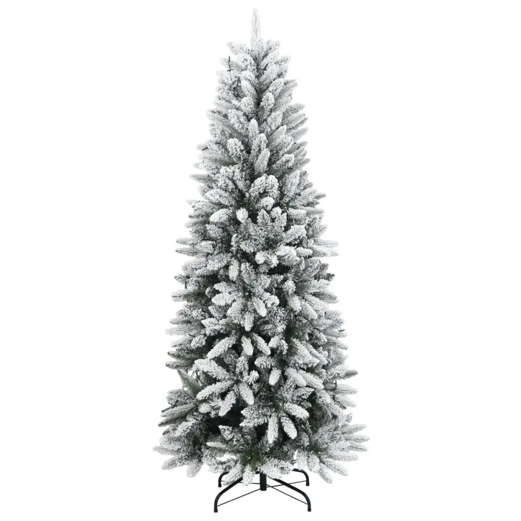 Artificial Christmas Tree Green 150cm 150 LEDs Flocked Snow Holiday Decoration