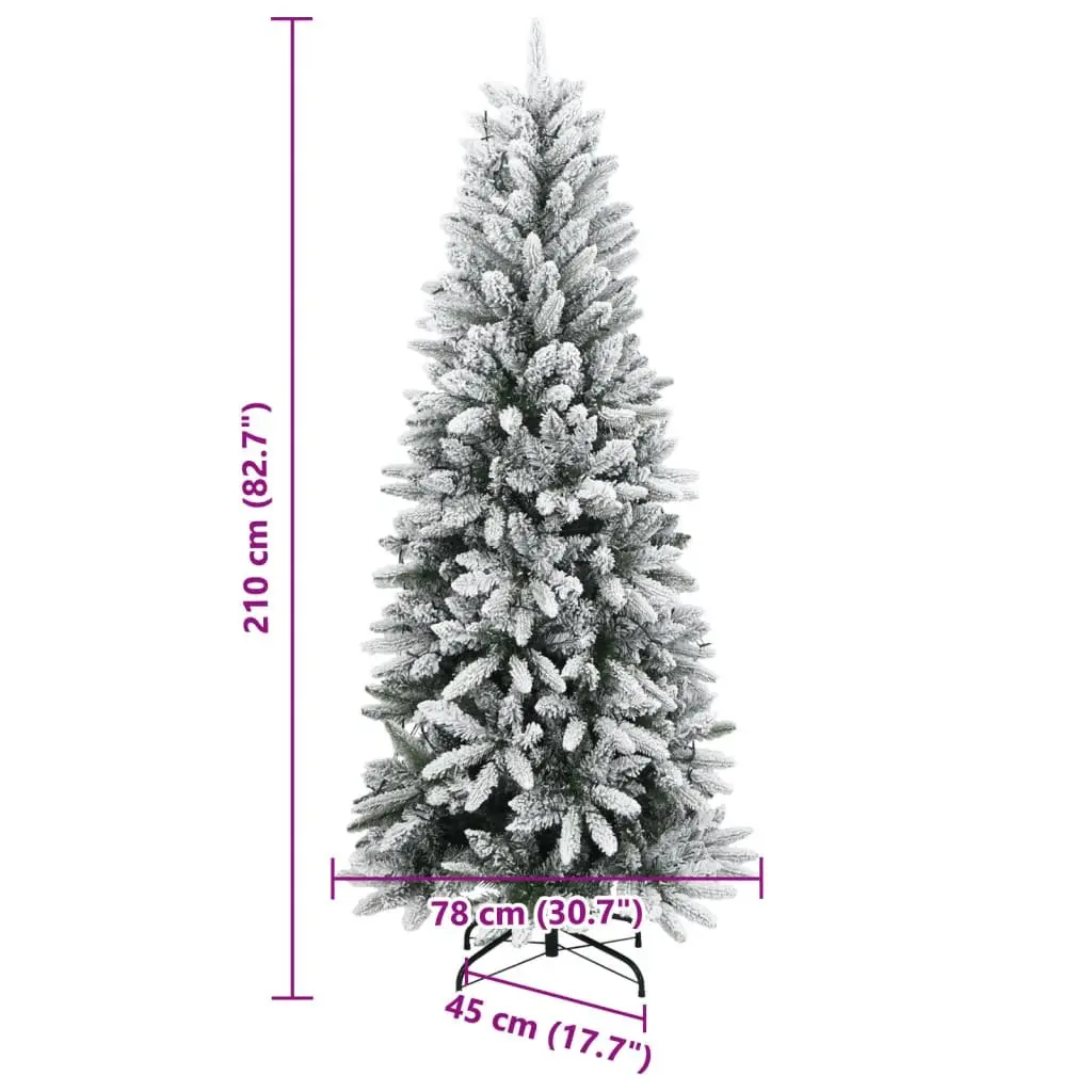 Artificial Christmas Tree Green 210cm Flocked Snow 300 LED Lights