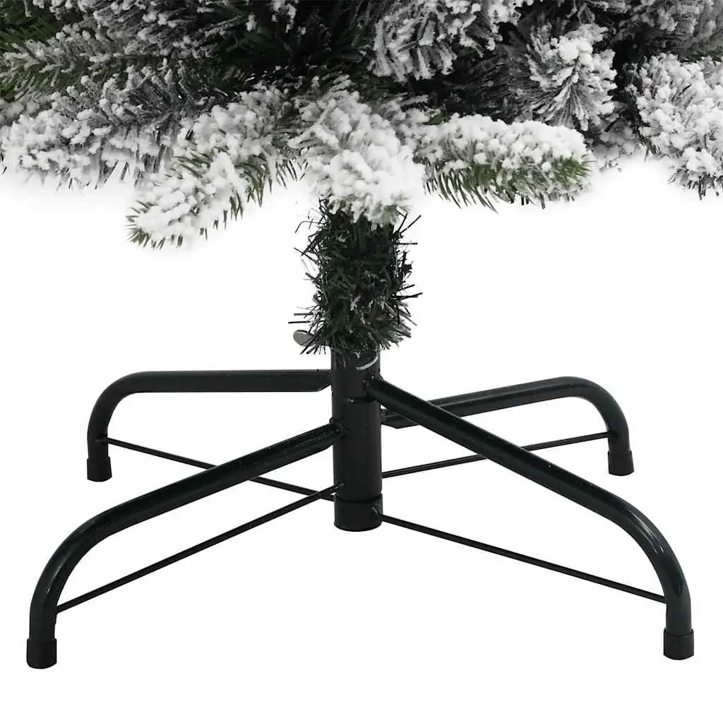 Artificial Christmas Tree Green 120cm Flocked Snow Slim Bushy Realistic 150 LEDs
