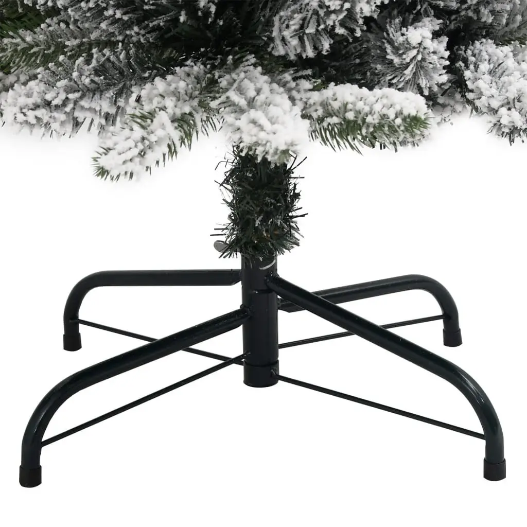 Artificial Christmas Tree 210cm 300 LEDs Flocked Snow Slim Green Holiday Decor