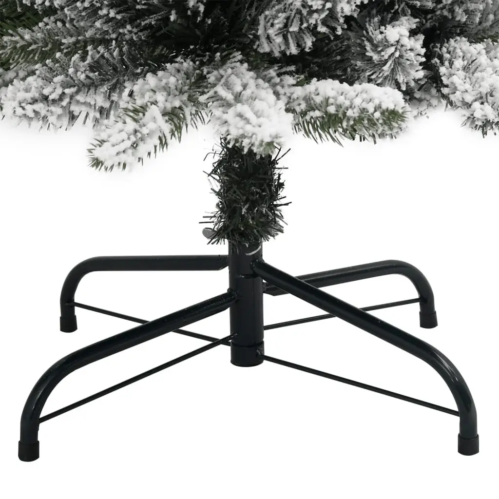 Artificial Christmas Tree 240cm 300 LEDs Flocked Snow Slim Green Xmas Decor