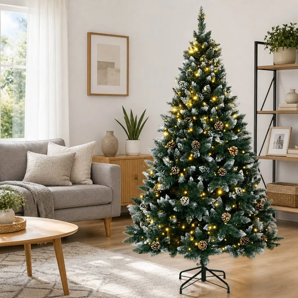 Artificial Christmas Tree Green 150cm 150 LED Lights Hinged