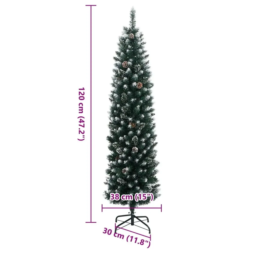 Artificial Slim Christmas Tree Green 120cm 150 LED Lights